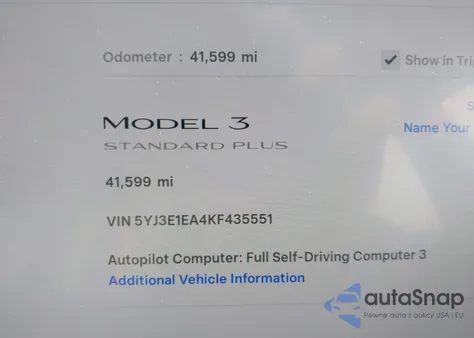 2019 Tesla Model 3 Long Range/Mid Range/Standard Range/Standard Range Plus z USA, uszkodzony, nr VIN 5YJ3E1EA4KF435551